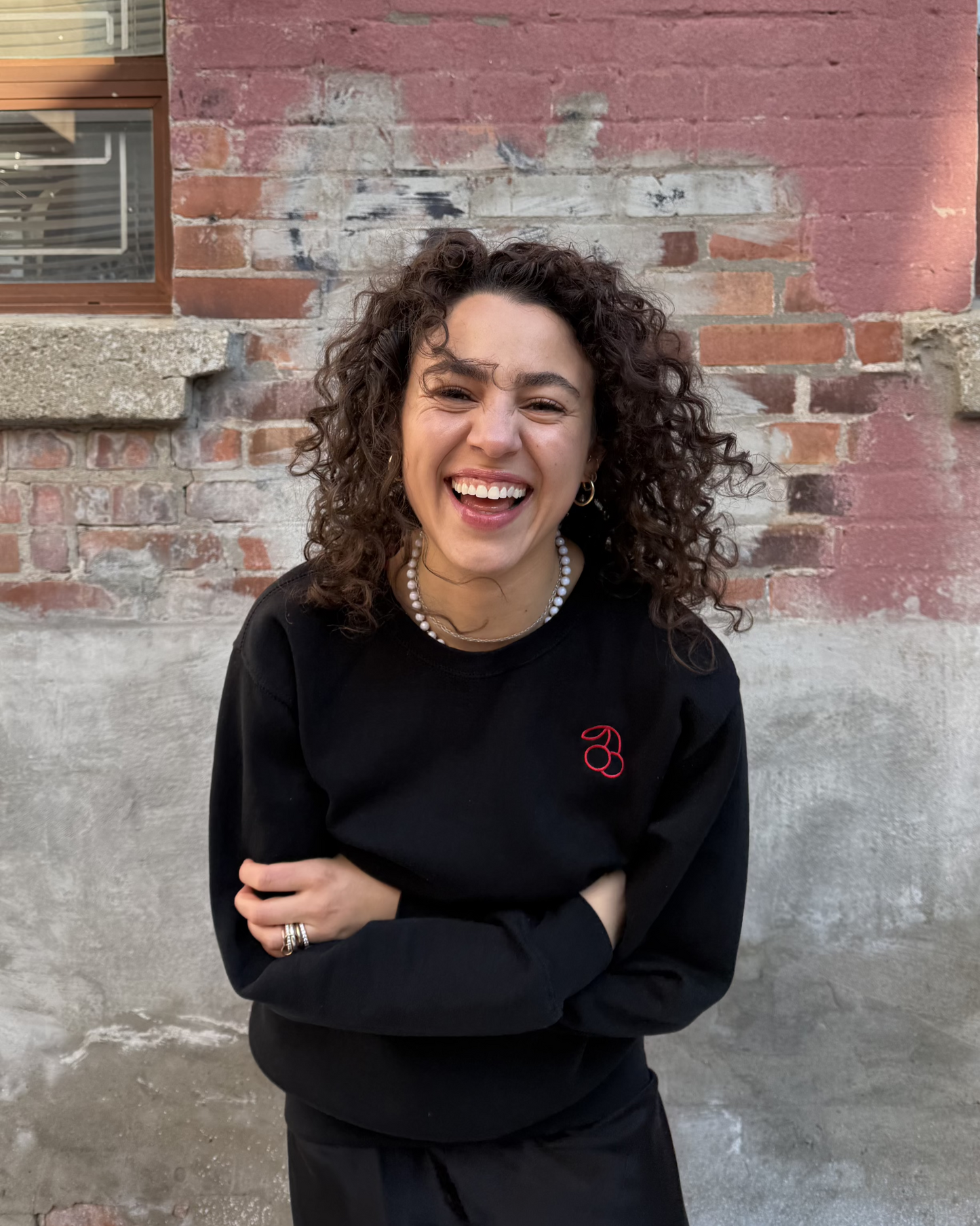 Cherry Crew-neck Sweater in Black