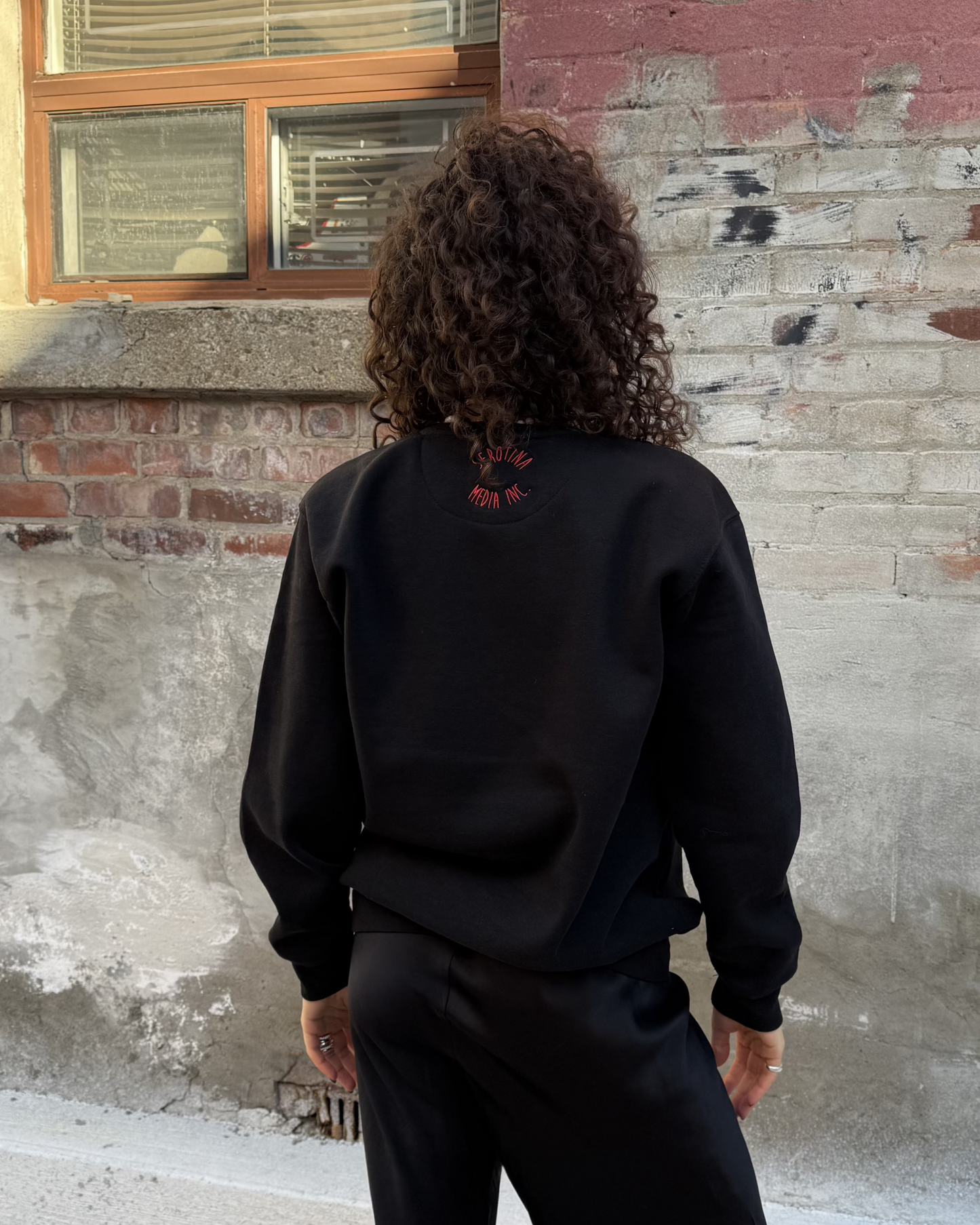 Cherry Crew-neck Sweater in Black