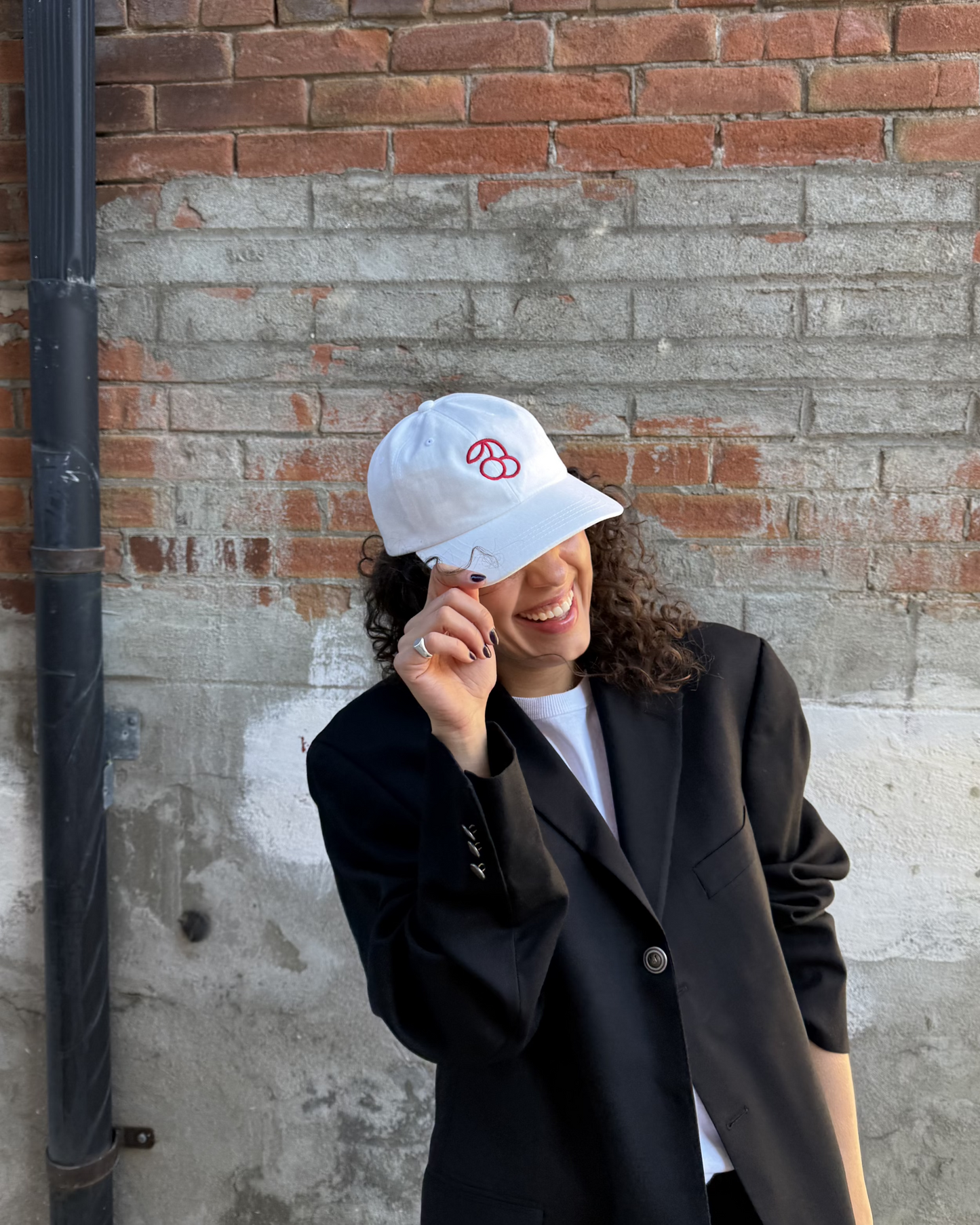 Cherry Classic Dad Cap in White