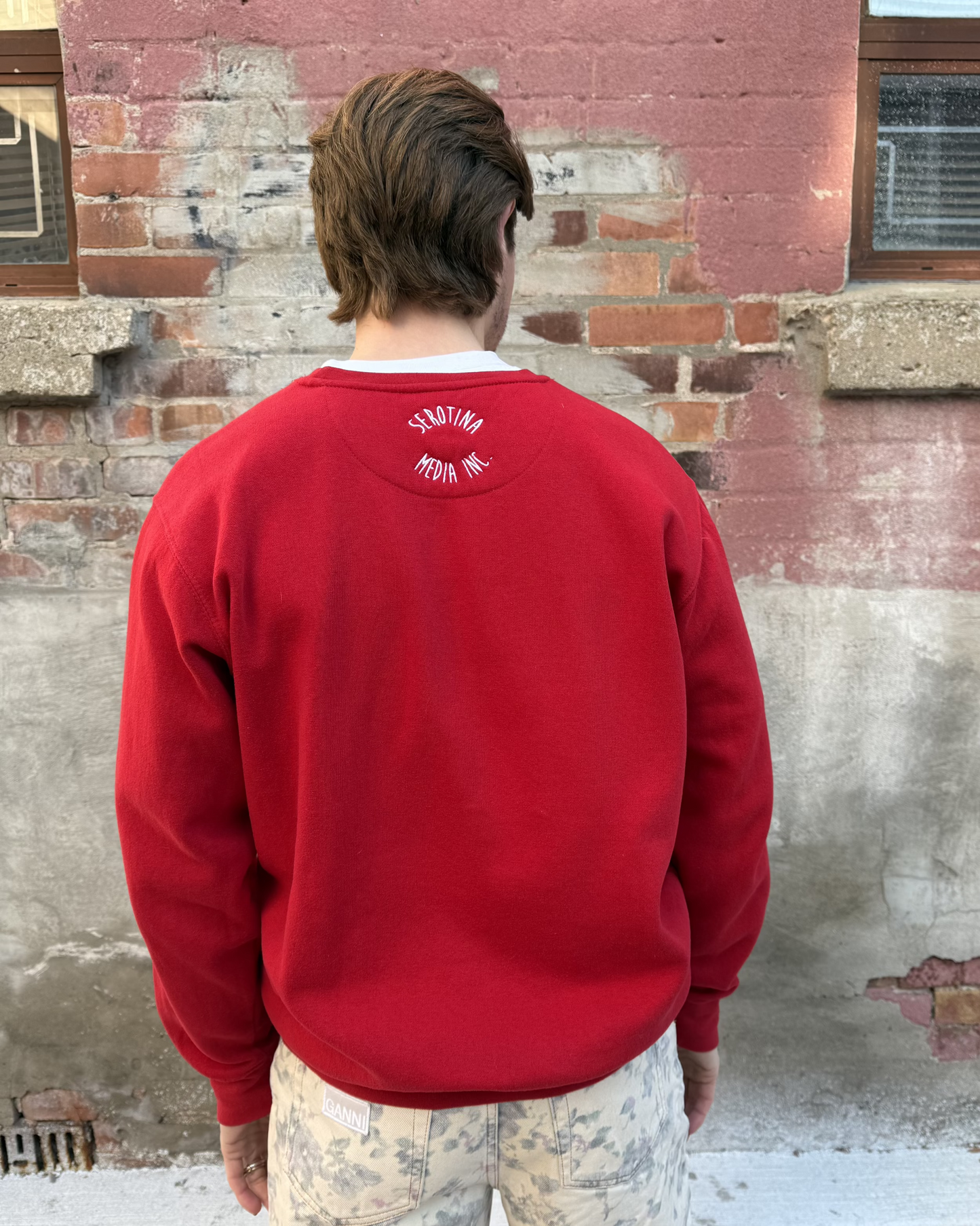 Cherry Crew-neck Sweater in Red