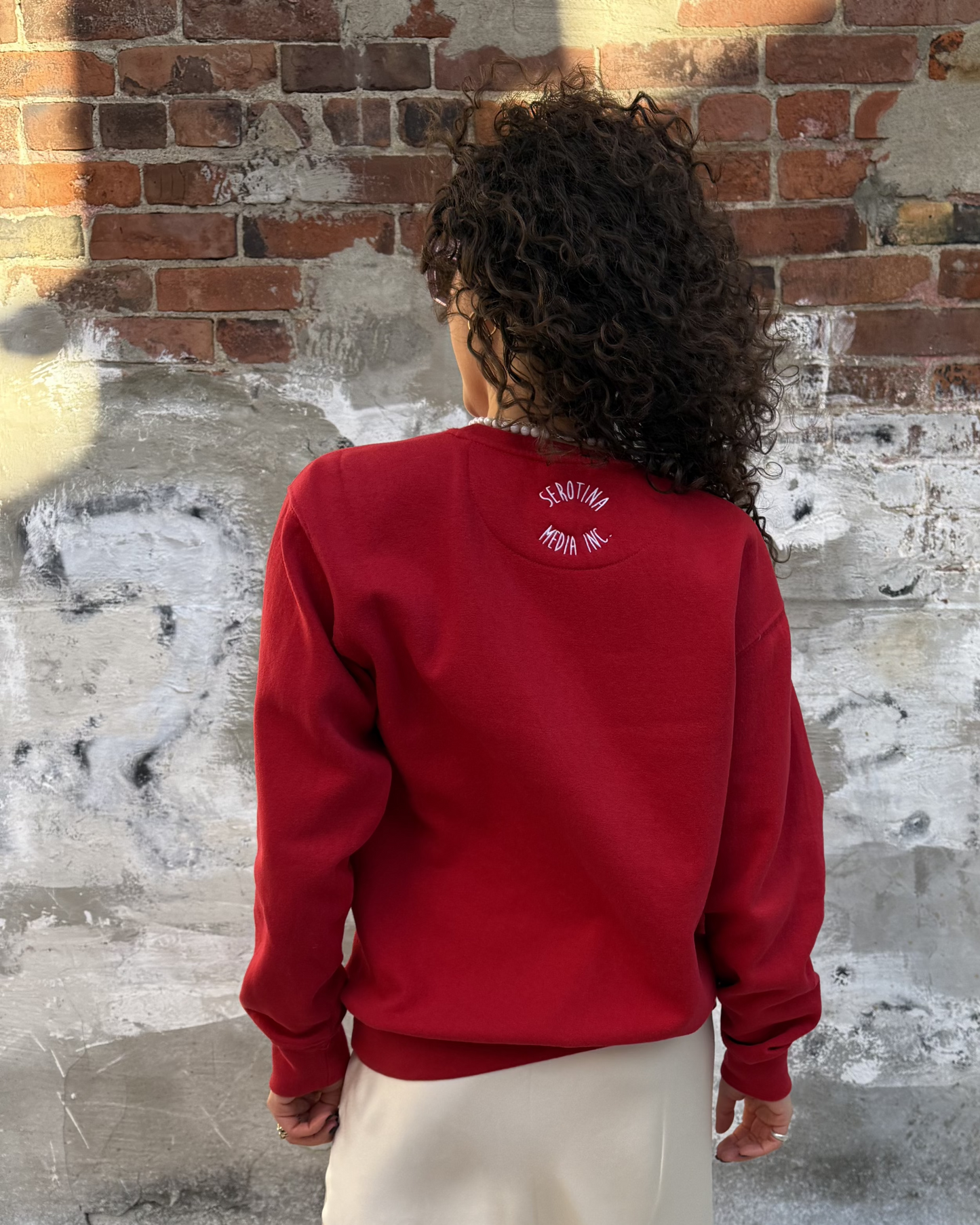 Cherry Crew-neck Sweater in Red